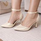 Scarpin Feminino Salto Médio Bico Fino Elegante Confortável Moda Evangelica Madame Brilho Luxo