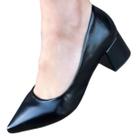 Scarpin Feminino Sapato Salto Bloco Baixo Confortável Preto