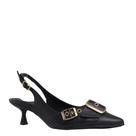 Scarpin Feminino Slingback Salto Baixo Fivela Bottero 365412 - Preto/Ouro - 34