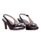 Scarpin Feminino Slingback Salto Fino Bico Fino Detalhe Metalizado Elegante Sofisticado Casual Moder