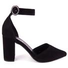 Scarpin Feminino Social Salto Grosso Fivela Encapada Camurça Moda Elegancia