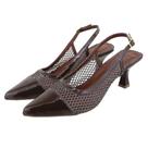 Scarpin Feminino Tela Transparente Salto Baixo Marrom Elegante Scarpin Feminino Tela Transparente Salto Baixo Marrom Elegante