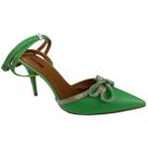 Scarpin Feminino Verde Laço Brilhante Salto Alto Fino Scarpin Feminino Verde Laço Brilhante Salto Alto Fino