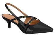 Scarpin Feminino Vizzano Slingback Verniz Bico Fino Salto Baixo 5cm Sofisticado