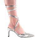 Scarpin Feminino Zariff Salto Fino Amarração Prata Scarpin Feminino Zariff Salto Fino Amarração Prata