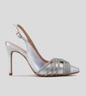 Scarpin Festa Slingback CBK Salto Alto Fino Couro Prata