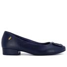 Scarpin fivela salto bloco usaflex couro
