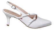 Scarpin Fivela Sapato Scarpan Tiras Aberto Atrás Salto Fino