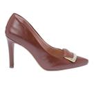 Scarpin Leruchel Bico Fino Salto Alto Detalhe Classico Cafe