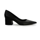 Scarpin Lia Line Couro Preto Salto Bloco