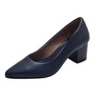 Scarpin Médio Bloco Couro Azul Galaxy