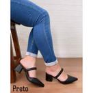 Scarpin Mule Conforto Feminino Strass Bico Fino Salto Bloco 5cm Moda Luxo Elegante Conforto Antiderrapante