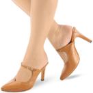 Scarpin Mule Moderno Salto Alto Confortável P138 Cor:PrataTamanho:37