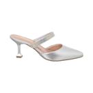 Scarpin Mule Salto Taça Baixo Bico Fino Com Brilho Strass