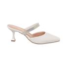 Scarpin Mule Salto Taça Baixo Bico Fino Com Brilho Strass