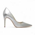 Scarpin Prata em Couro Salto Alto Premium - Lilian Soares