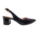 Scarpin Preto Aberto Verniz Salto Baixo Grosso Scarpin Preto Aberto Verniz Salto Baixo Grosso