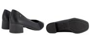 Scarpin Preto Salto Bloco Couro Bordado - Usaflex