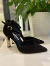 Scarpin Preto Salto Dourado Jorge Bischoff