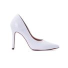 Scarpin salto alto branco verniz sola vermelha lasenna ref:4184.06075bv