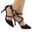 Scarpin Salto Alto Fino 9Cm Preto Nobuck ER319