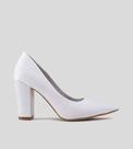 Scarpin Salto Bloco 10cm Velvet Branco CBK