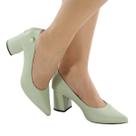 Scarpin Salto Bloco 7Cm Mint com Button Napa Ecológica ER291 Scarpin Salto Bloco 7Cm Mint com Button Napa Ecológica ER291