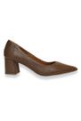 Scarpin Salto Bloco Couro Marrom J.A Shoes Scarpin Salto Bloco Couro Marrom J.A Shoes