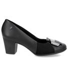Scarpin salto bloco enfeite usaflex couro