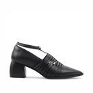 Scarpin Salto Bloco Fechado Couro