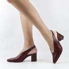 Scarpin Salto Bloco Slingback Couro