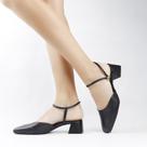 Scarpin Salto Bloco Slingback Couro