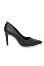 Scarpin Salto Fino Preto Couro Lialine
