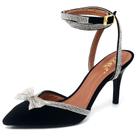 Scarpin Salto Médio com Strass Nobuck Preto Ella's Scarpin Salto Médio com Strass Nobuck Preto Ella's