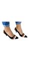Scarpin salto todo preto com detalhes Marrom e branco Tam 40