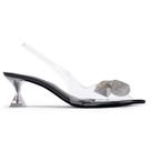 Scarpin sapato feminino transparente salto baixo cristal laço strass Scarpin sapato feminino transparente salto baixo cristal laço strass
