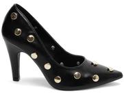 Scarpin Sapato Salto Alto Bico Fino Feminina 9cm Apliques PReto