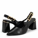Scarpin Slingback Bebecê Salto Bloco com Fivela Dourada