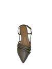 Scarpin Slingback Cinza em Couro Salto Bloco
