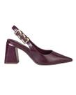 Scarpin Slingback com Salto Bloco Geométrico, Calce Fácil e Fivela Dourada - Bebecê - Roxo Scarpin Slingback com Salto Bloco Geométrico, Calce Fácil e Fivela Dourada - Bebecê - Roxo