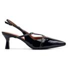 Scarpin Slingback Feminino Preto Verniz Salto Taça