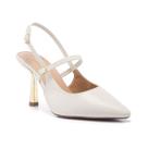 Scarpin Slingback Feminino Salto Alto Metalizado Com Fivela
