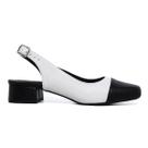 Scarpin Slingback LeRUCHEL Bicolor Bico Quadrado Off White