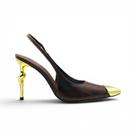 Scarpin Slingback Marrom Couro com Biqueira e Salto Dourado Premium Lilian Soares Cor:MarromTamanho:38 Scarpin Slingback Marrom Couro com Biqueira e Salto Dourado Premium Lilian Soares Cor:MarromTamanho:38