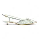Scarpin Slingback Poa Branco - Lilian Soares