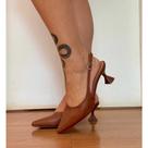 Scarpin Slingback Salto Taça Feminino Bico Fino Elegante Confortável Moda Festa Tendência Kirida