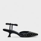 Scarpin slingback studs couro preto carrano 734006