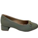 Scarpin Softli Verde Detalhe Dourado Confort