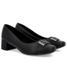 Scarpin Usaflex Couro Bico Quadrado Enfeite AJ0114 Cor:PretoTamanho:33