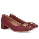 Scarpin Usaflex Couro Bico Quadrado Enfeite AJ0114 Cor:RebuTamanho:39